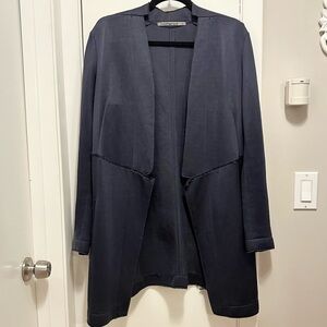 Transit Par Such Waterfall Open Cardigan Distressed Frayed Navy Gray Italy 8